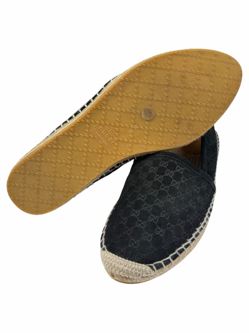 Gucci Microguccissima Pattern Suede Slip-On Espadrilles Flats In Black Size 37.5 - Picture 8 of 13